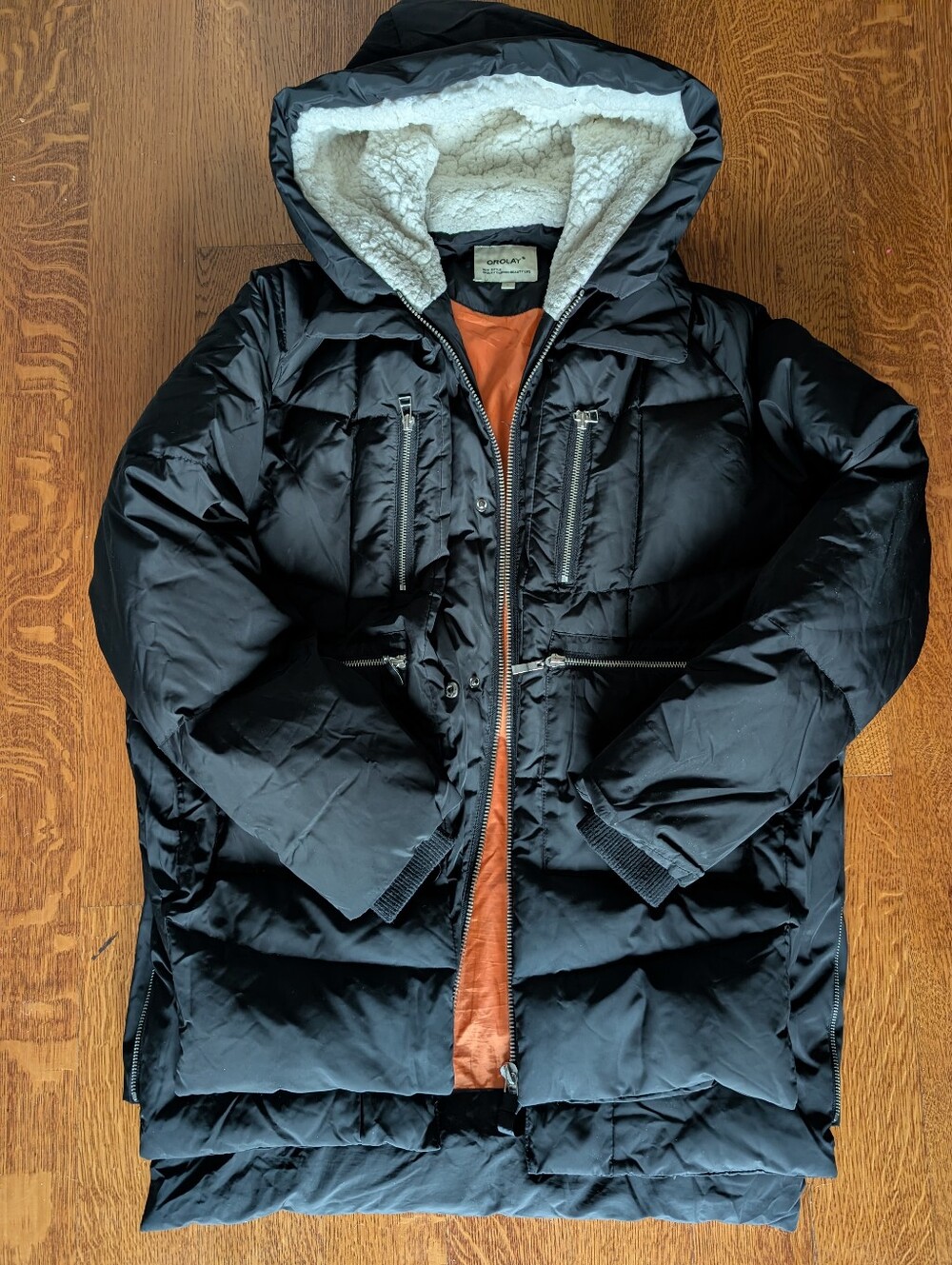 OROLAY 092 Universe Women's Down Puffer w Sherpa Hood Size Large